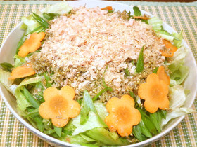 カリカリじゃこと山盛りおかかのサラダ