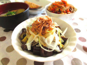 夏はヘビロテ！茄子と玉葱ツナぽん酢サラダ