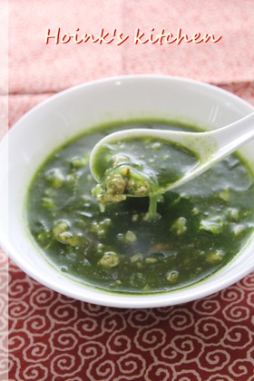 ほうれん草とひき肉の中華風スープ