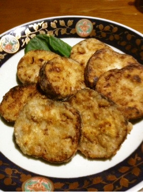 れんこんの鮭詰めしゃきしゃき揚げ♪