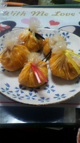 お弁当に!簡単かぼちゃの巾着！