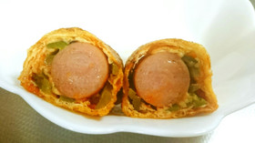 ウインナーとチーズとピーマンの油揚巻焼♪