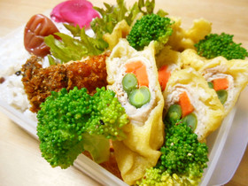 いんげんと人参の肉巻き天ぷら