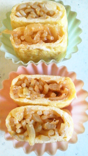 ちょこっと残した麺で♪お弁当にオムそば