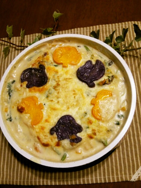 ハロウィン☆南瓜＊ほうれん草のグラタン♪