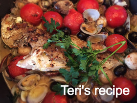 イシモチとアサリのアクアパッツァ