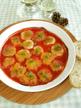 トマトジュースdeホタテのガーリック焼き