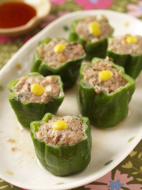 ピーマンのもっちり雑穀レンジしゅうまい