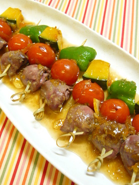 レバーと野菜の串焼き♪ジャムソース