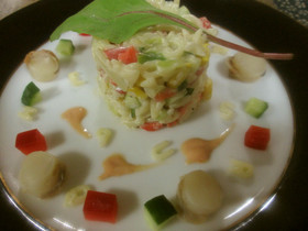 おもてなし　アルファベットパスタでサラダ