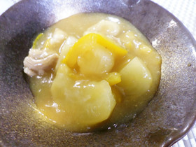 かぶと鶏肉の柚子味噌あんかけ