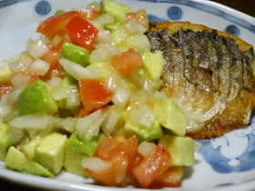 鯖のサラダソースかけ