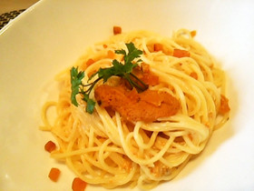 贅沢三昧♪雲丹とカラスミのクリームパスタ
