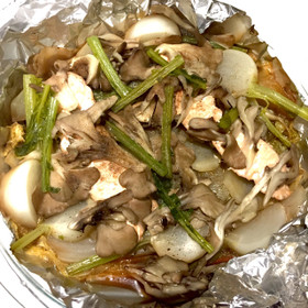 秋鮭の白菜蒸し焼き