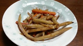 煮豚の煮汁を使ったこくありきんぴらごぼう