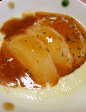 麻婆豆腐の素で豆乳鍋風ふろふき大根♪