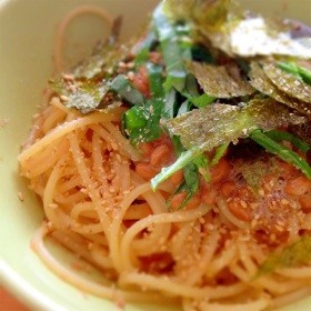 簡単ランチ♪しそ明太納豆パスタ