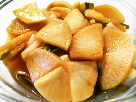 大根と切り昆布の醤油漬け☆柚子の香りで