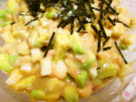 醤油味！長いも・アボカド・シーチキン和え