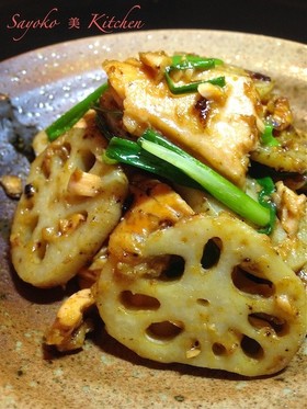 蓮根と鮭の味噌マヨ炒め