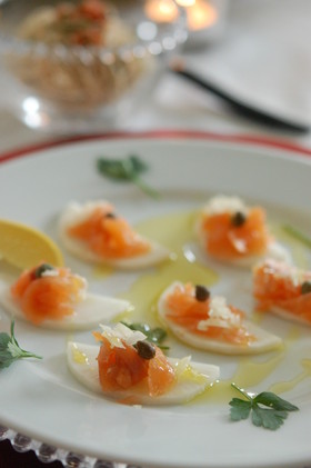 大根とスモークサーモンの前菜‏