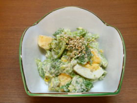 菜の花と茹で卵❀マヨぽん胡麻和え