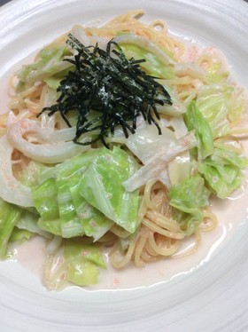 春キャベツと新玉ねぎの明太子マヨパスタ