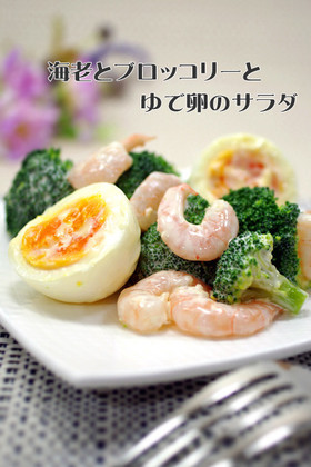 簡単▶海老とブロッコリーとゆで卵のサラダ