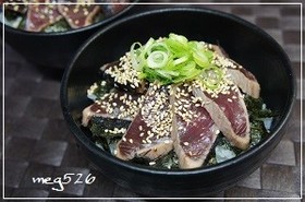 簡単♪鰹のタタキの漬け丼
