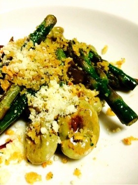 【15分】アスパラと舞茸の香味パン粉炒め