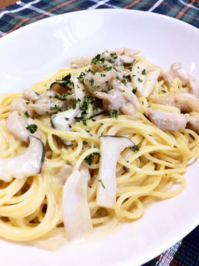 チキンと茸の醤油クリームパスタ