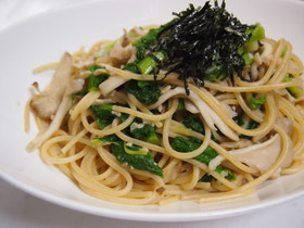 菜の花と舞茸の塩麹パスタ