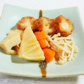 仙台麩（油麩）と筍・エノキの煮物♪