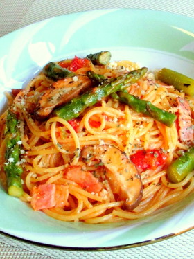 簡単！絶品☆アスパラとベーコンのパスタ