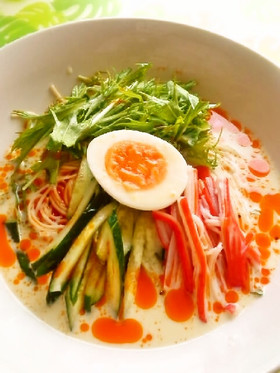 ☺簡単アレンジ♪鶏だし豆乳そうめん☺