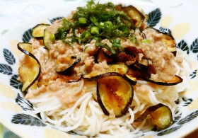 ◆絶品!!カンタン肉味噌ナスそうめん◆