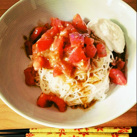 トマトのカッペリーニ風ヨーグルトそうめん