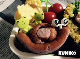 キャラ弁☆おかず☆ソーセージのカタツムリ