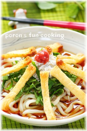 しらすとカリカリお揚げさんの冷やしうどん