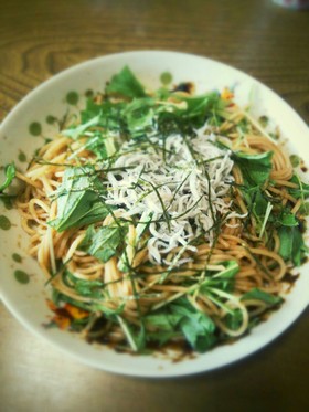 しらすと水菜の海苔パスタ