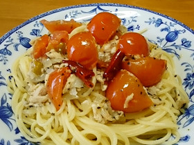 ツナとミニトマトのペペロンチーノ