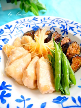 なすと鶏むね肉の冷やし鉢