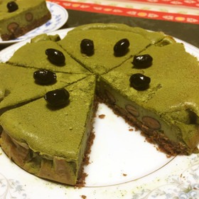ほろ苦リッチ☆抹茶と黒豆のチーズタルト