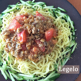 トマトジャージャー麺☆酸味＆ピリ辛♪