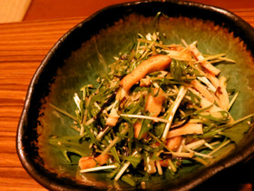 簡単！水菜と油揚げの塩昆布和え