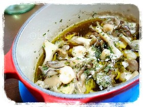 舞茸と海老の簡単アヒージョ♪