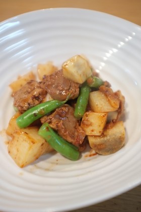 大豆のお肉と山芋の甘酢炒め♪