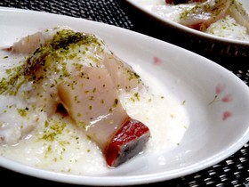 簡単！　はまちの山葵とろろかけ(^^♪