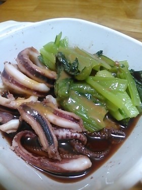 レンジで簡単☆いか酒蒸しと小松菜の酢みそ