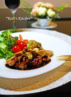 豚ヒレのバルサミコきのこソース✿